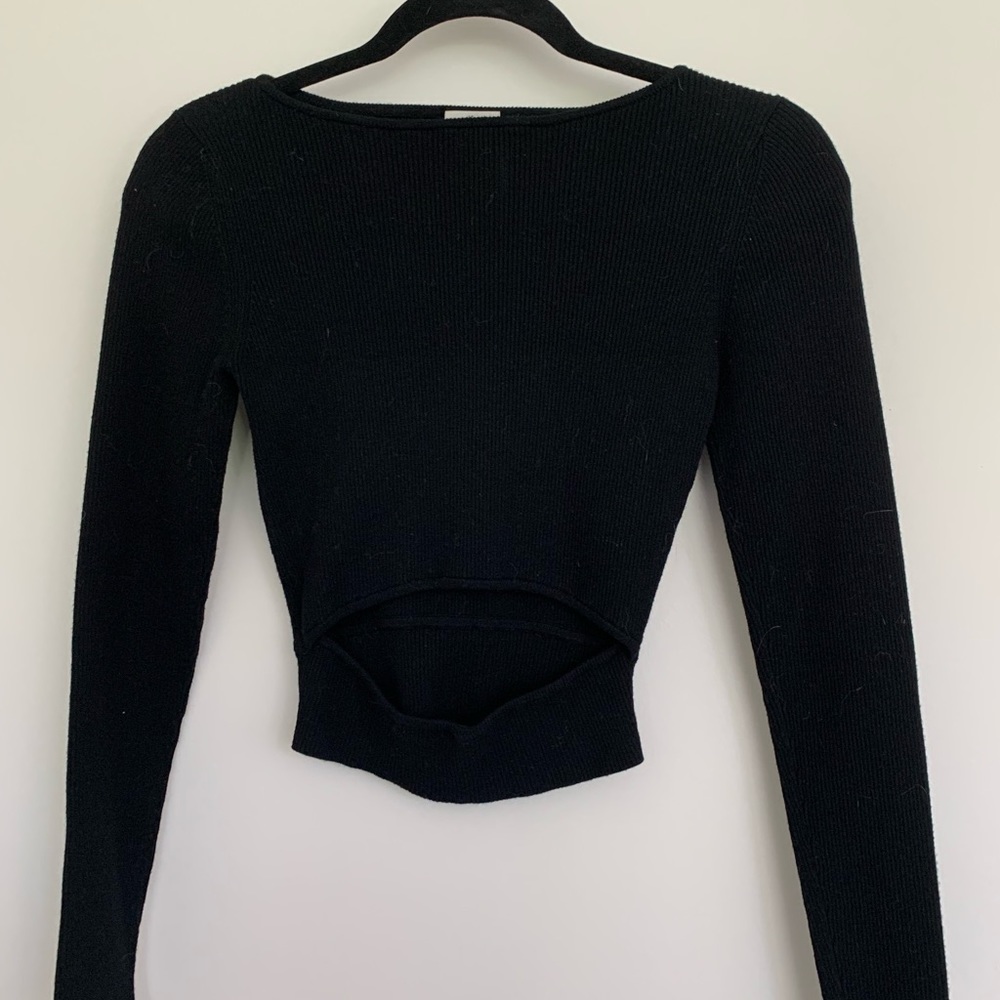 Babaton crop knit long sleeve with cut out